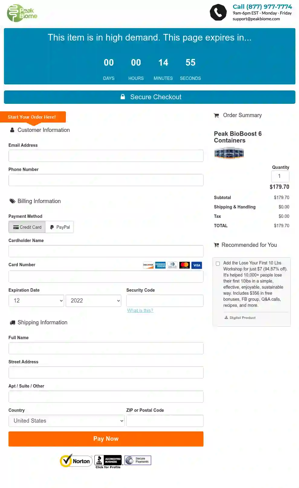 Peak BioBoost - Order Page